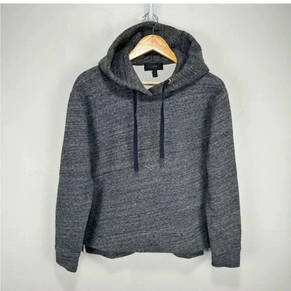 [L] J.Crew Oversized Boyfriend Pullover Hoodie Sweatshirt WMN GrayCotton  Blend - Picture 1 of 8